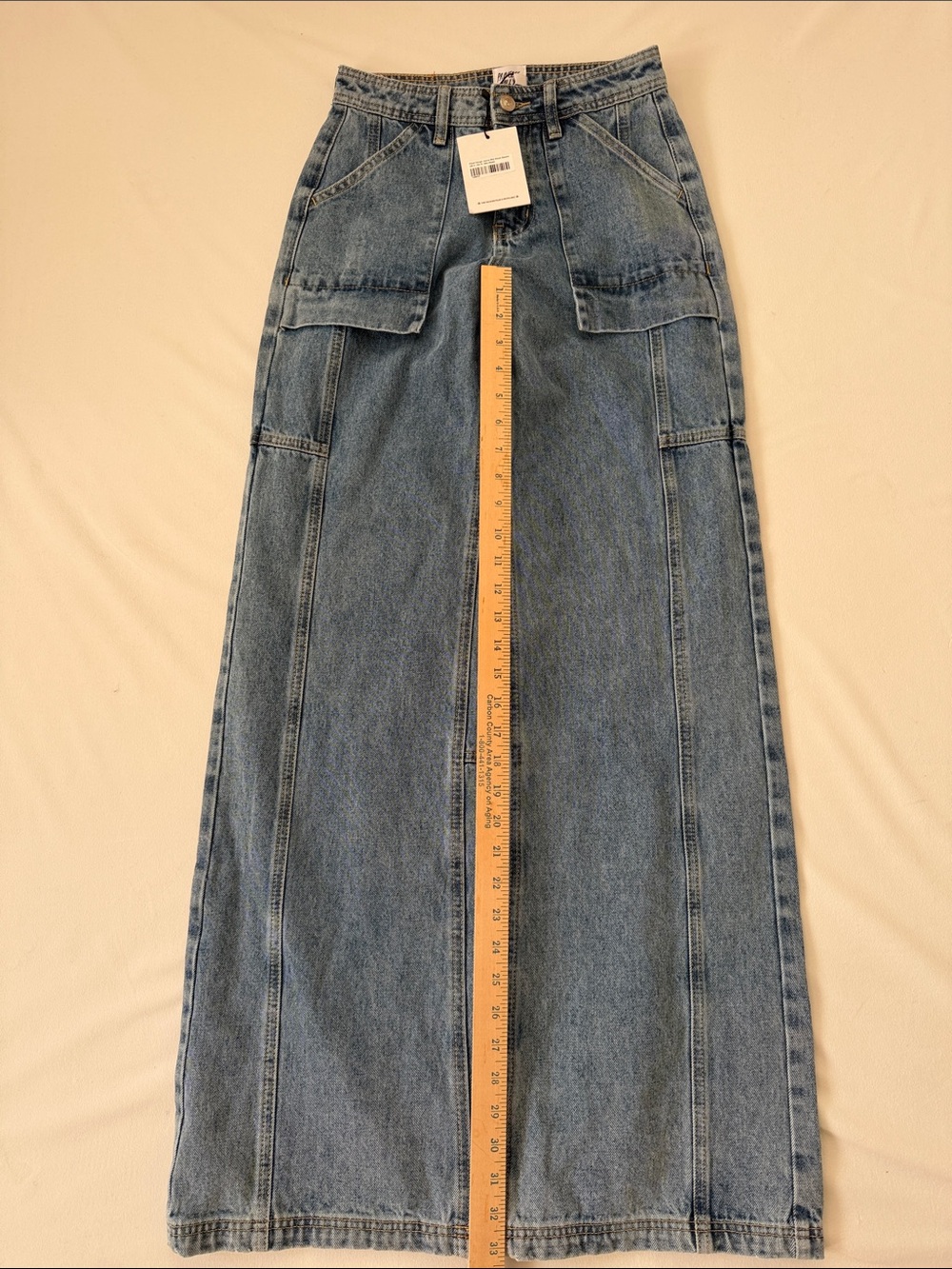 Princess Polly NWT Chad Cargo Jeans Mid Wash Denim Size 4 - Picture 10 of 13